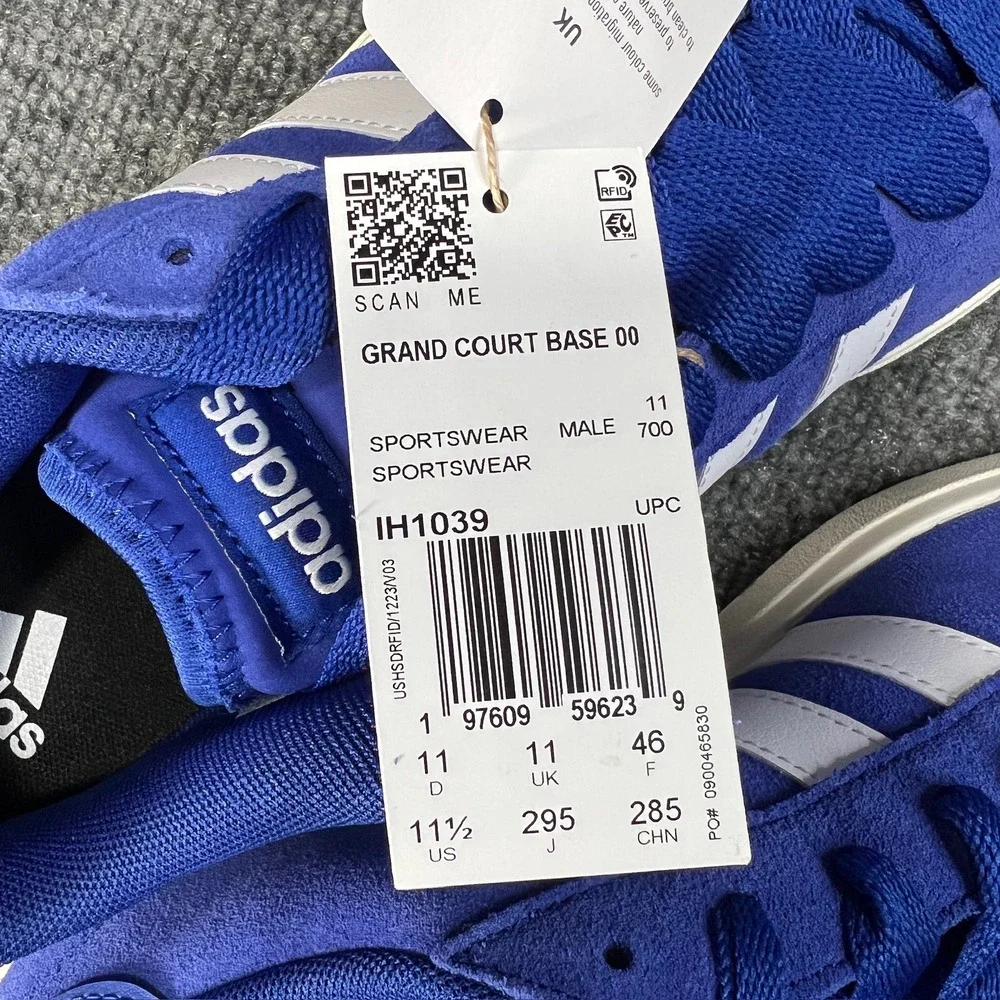 NEW Adidas Grand Court Base 00s Mens 11.5 Blue White Suede Shoes Sneakers IH1039